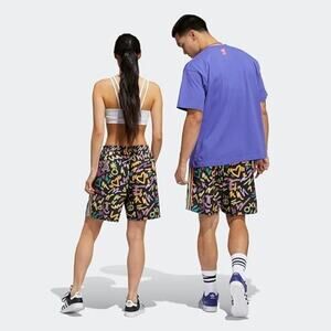Adidas Originals LoveUni AOP Shorts – Multicolor Graffiti Print – Size 2XL